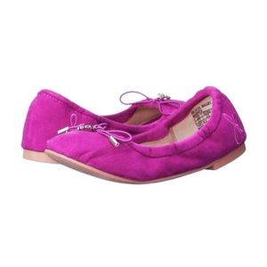 Sam Edelman Velvet Suede Magenta Scrunch Felicia Ballet Flats Girls Size 13